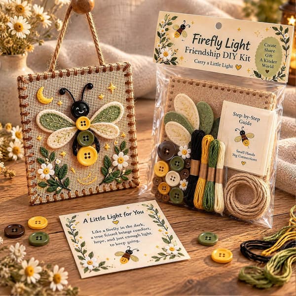 Button Blessing Vänskap DIY-kit – Insekts- och djurpyssel – present för vuxna och tonåringar E