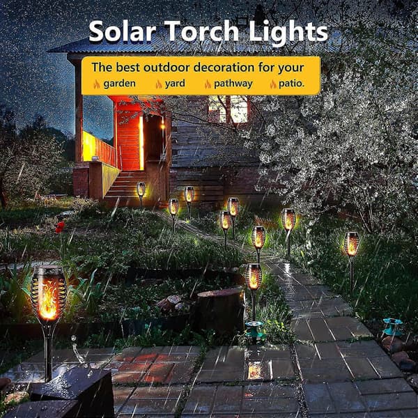 Solar Lights with Flame Effect - 6-pack Waterproof Solar Lights, Flickering Flame Effect for Decoration, Garden, Patio, Path, Lawn