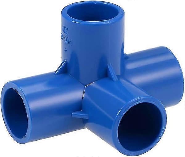 2-pak 20 mm PVC-albueforbindelse med 4 veje, blå