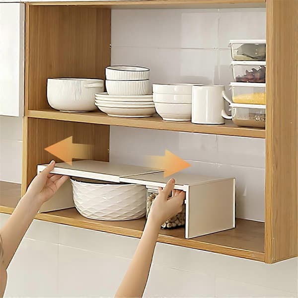 Extendable Kitchen Cabinet Organizer - Space-Saving Wardrobe Shelf