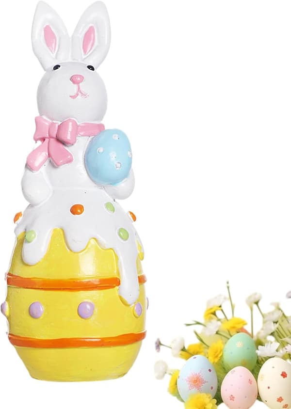 Easter Bunny Rabbit Statue Home Decor for Easter Party Birthday Gift 12x4cm