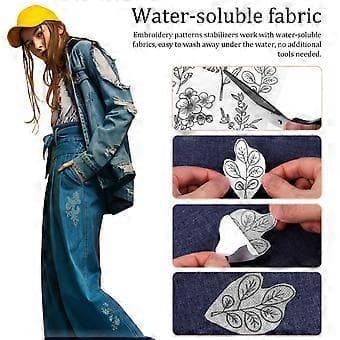 2 Sheets Embroidery Pattern Stabilizers Water Soluble Fabric Backing Embroidery Floral Pattern Stencils_Super Gift