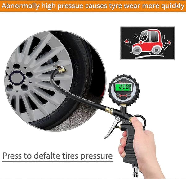 3-i-1 200psi Digital Däcktrycksmätare Hög Noggrann Digital Däcktrycksmätare