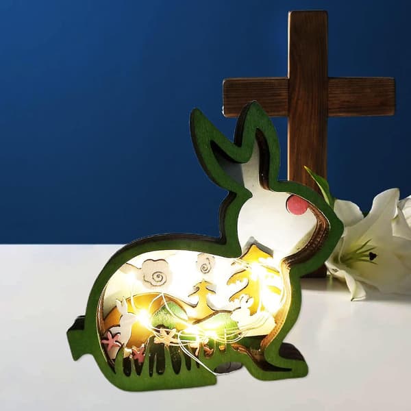 Rabbit LED Lamp Soft Lighting Cutout Design Smooth Edge Battery Operated Creative Shape Decorative 2 Styles Easter Bunny Ornament Decor LED