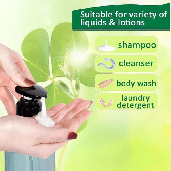 2 x 300 ml/10 oz Empty Pump Bottles - Refillable Plastic Bottles for Shampoo, Hand Sanitizer/Dish Soap