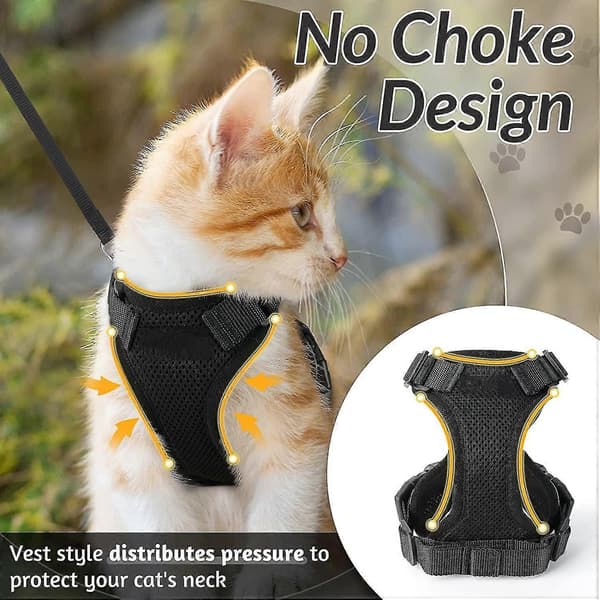 Cat Harness and Leash for Walking, Escape Proof Soft Adjustable Vest Harnesses for Cats