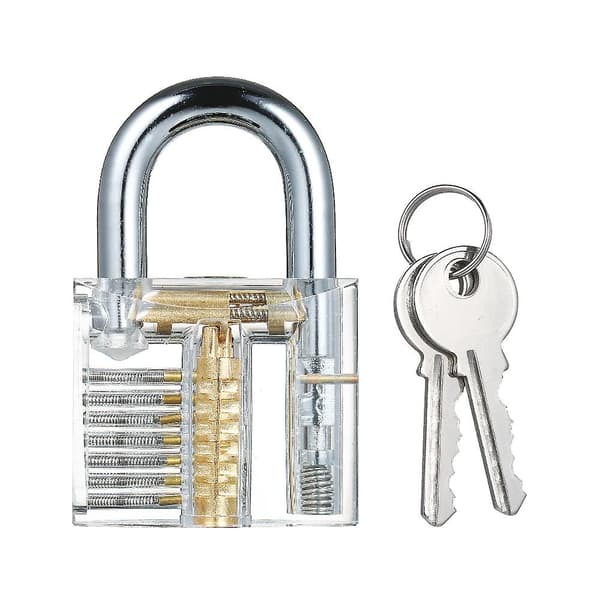 8 Pieces Visible Practice Lock Set Transparent Padlock Tubular Lock Picking Training Locksmith Tool Lo