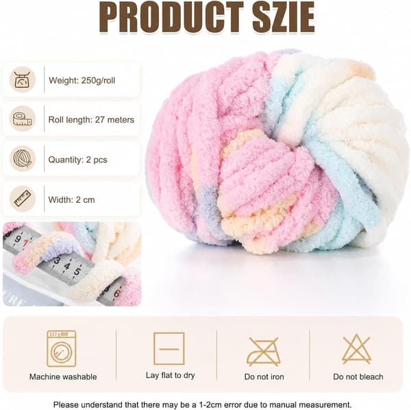 Chunky garn för handstickning, 2 stycken 500 g chunky garn, blåbär sockervadd 2 stycken
