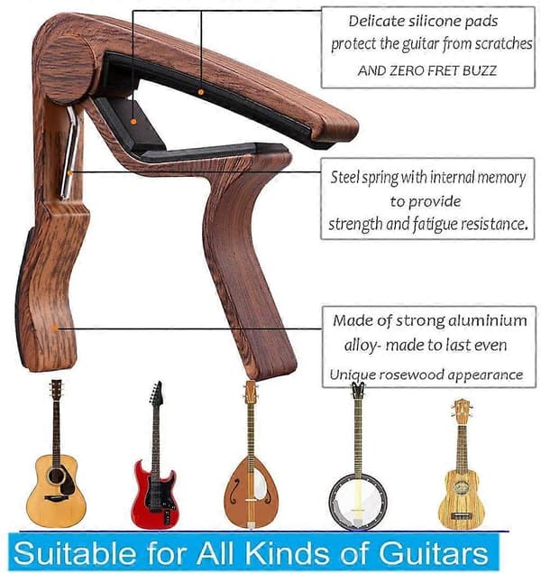 Capo Gitarr Capo Rosewood Capo med Gitarrstämmare Clip-On Stämmare för akustisk gitarr_Överraskningsgåva