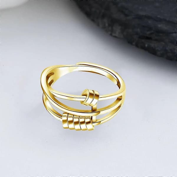 Creative Open Ring with Rotatable Beads Adjustable Stress Relief for Women Girls