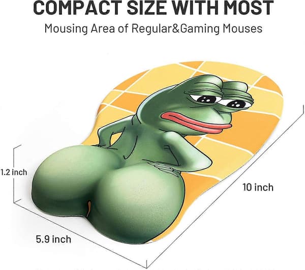 3D Pepe Sad Frog Musematte Morsom Silikon Musematte Håndleddsstøttepute