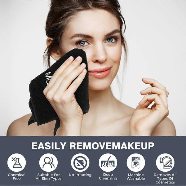 Makeupfjernerklude 5-pak Ultramyge genanvendelige mikrofiber ansigtsklude til skånsom rensning Sort