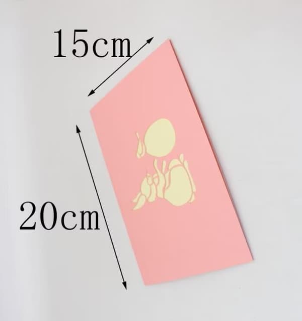 1 stk påskehilsenbrev trykt kaninkort 3D