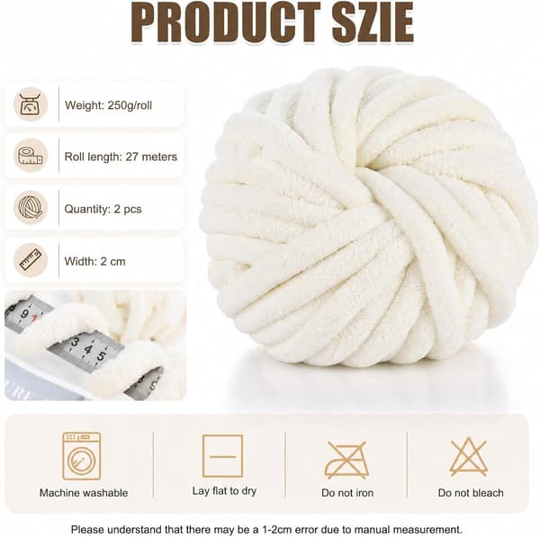 Chunky garn för handstickning, 2 stycken 500 g chunky garn, blåbär Mjölkvit 2 stycken