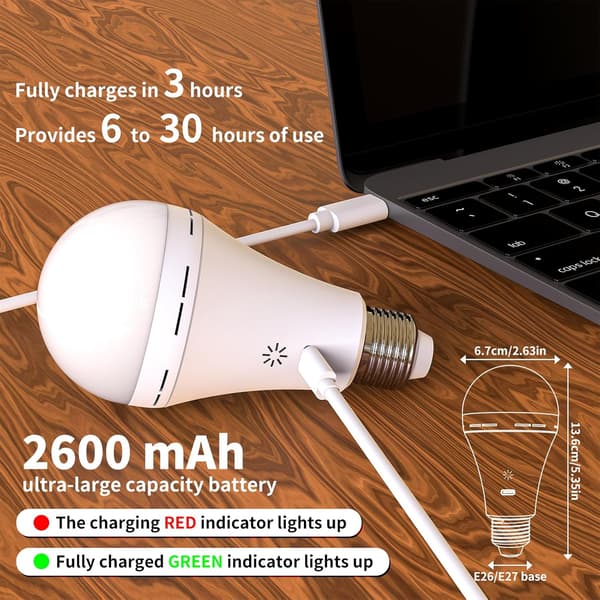 Rechargeable LED Bulbs - 7W E27 with Remote Control & Touch Dimmer | Emergency Light for Camping (Warm White) 2-pack_Cheap Gifts