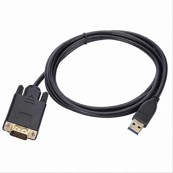 1,8 m USB 3.0 til VGA-adapterkabel, 1080P til bærbar computer, projektor, skærm Black