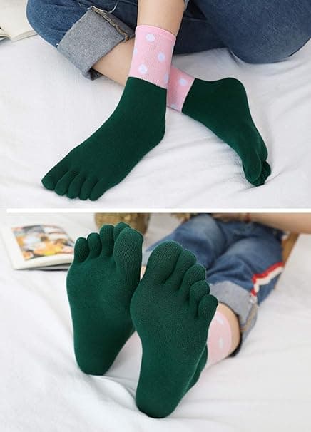 Women's Cotton Toe Separator Socks, 5 Pairs