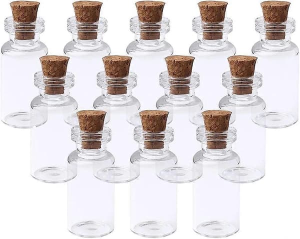 12 st 2 ml små miniglasflaskor med kork, klara trollformelglasflaskor med korklock miniatyrglasdryckesflaskor