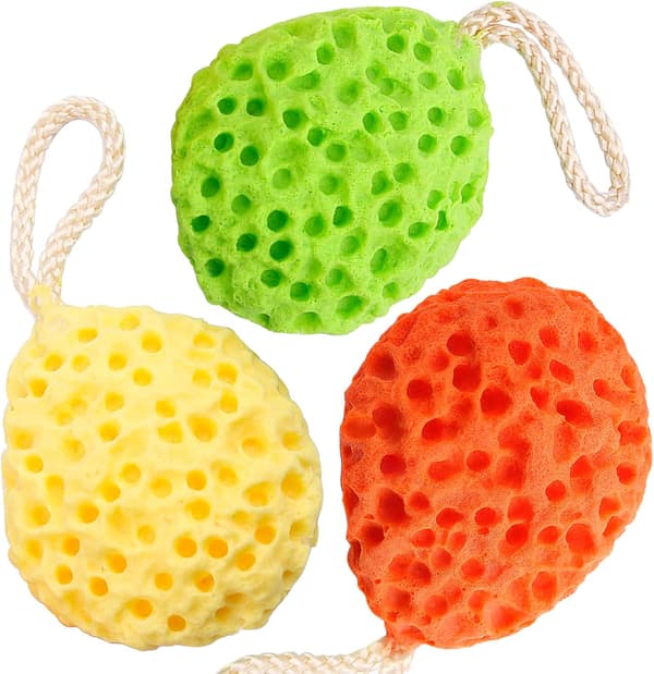 3-pack Natural Bath Sponges, Loofah Shower Sponge Body Scrubber E