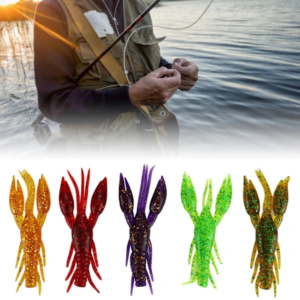 30 pcs PVC Crayfish 7.5 cm 5.5 g Artificial Crawfish Fishing Lures Soft Baits with Box