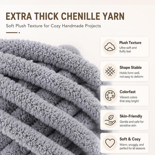 Chunky garn för handstickning, 2 stycken 500 g chunky garn, blåbär GRÅ 2 stycken