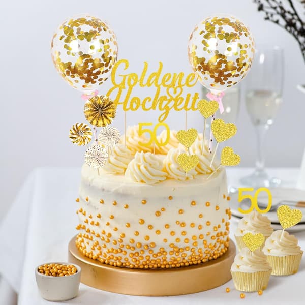Guldbröllopstårta dekoration Guld bröllop