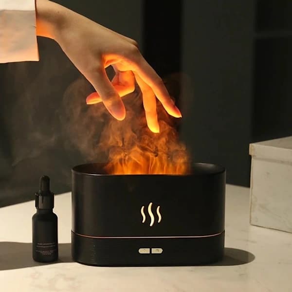 White Flame Aroma Diffuser with Visual Flame Effect
