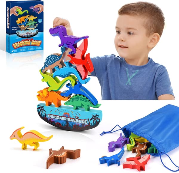 Dinosaur trælegetøj - Stablelegetøj - Montessori-spil og gaver