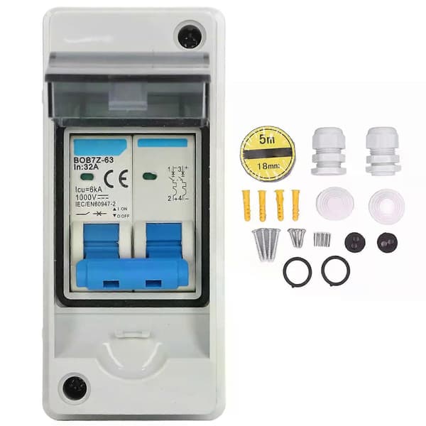 PV DC effektbryter 32A 6KA IP65 vanntett DC isolatorbryter solcellefraskiller 1000V