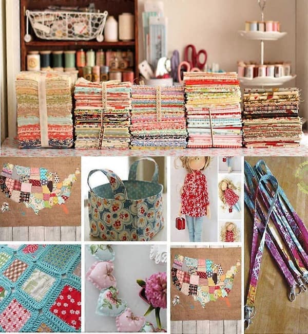 50 Stycken Bomullstyg Tygpaket Lapptäckestyger 100% Bomullstyg DIY Han_Gift
