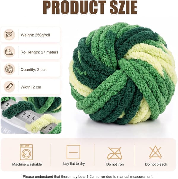 Chunky garn för handstickning, 2 stycken 500 g chunky garn, blåbär Skoggrön 2 stycken