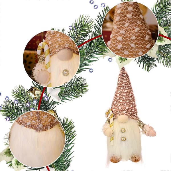 Christmas Decorations with Lights, 2 Pcs Sequin LED Light Christmas Gnomes Plush Elf Handmade Doll