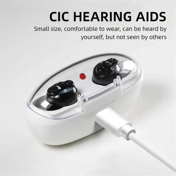 Rechargeable Hearing Aid Mini Inner Ear Deaf Amplifier compatible with Elderly Intelligent Noise Reduction