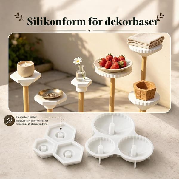 3 stycken gjutformar silikon, silikonformar gjutform ljushållare rund form Vit