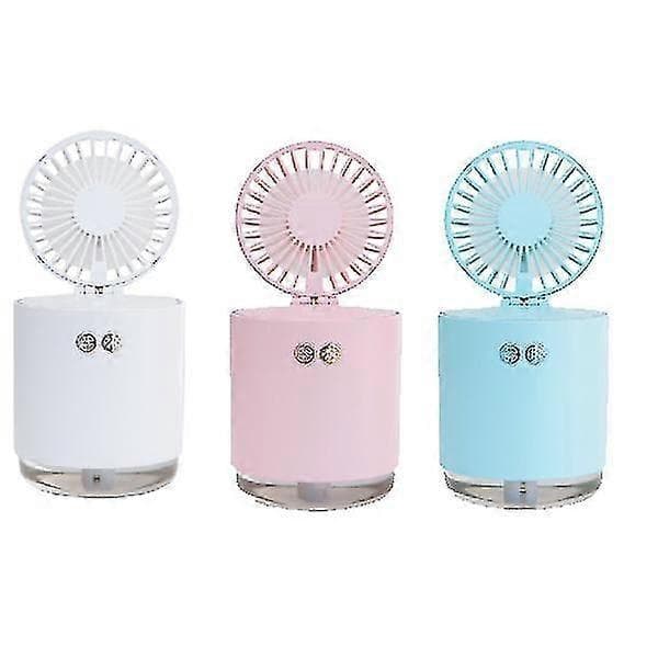 Bærbar sammenfoldelig teleskopisk USB genopladelig bordventilatorlampe befugtende hydrerende vandsprayventilator luftfugter