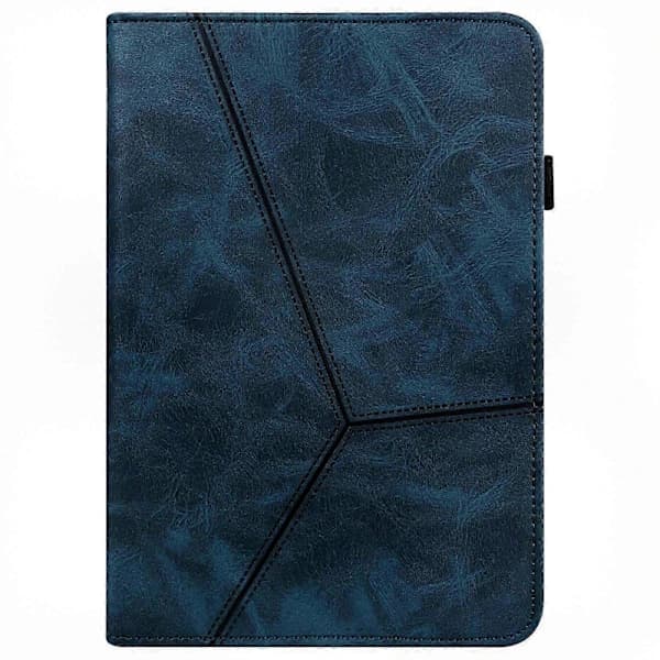 Genuine Leather Protective Case for Huawei MediaPad M5 Lite 10.1 - Solid Color Embossed Striped Case (Blue)
