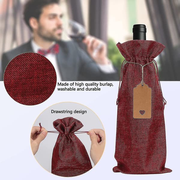 Flaskor, 10x Presentpåsar För Vin, Jutevinsäck Med Dragkedja, Burlap Presentpåsar För Vinflaskor, Förpackning För 1 Flaska Vin/champagne