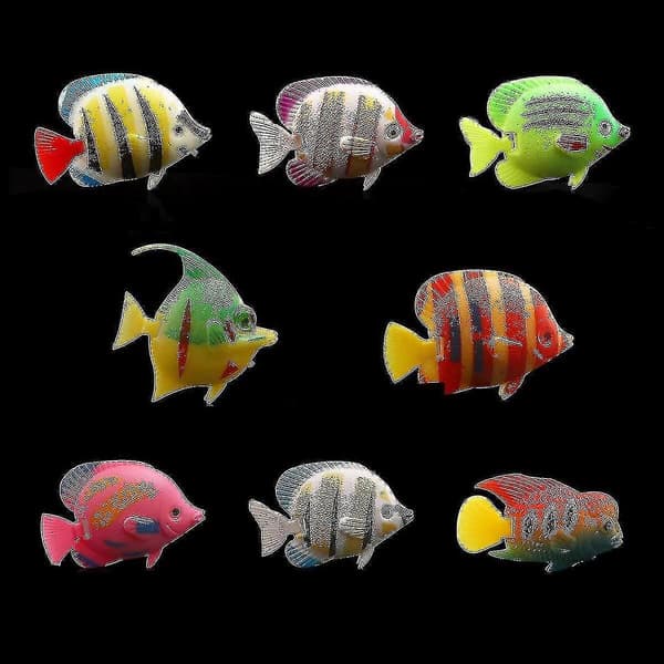 Kunstig plastfisk for akvariumdekor - 10 stk (tilfeldig fargemønster)