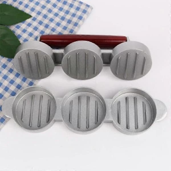 Mini Burger Press — Non-stick, Compact Three-Groove Patty Maker — 3-in-1 Meat Forming Machine — Meat Processing Kit