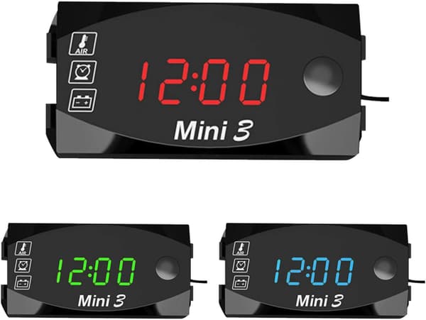 3-i-1 Digital Motorcykel Ur Termometer Voltmeter Digitalt Styr
