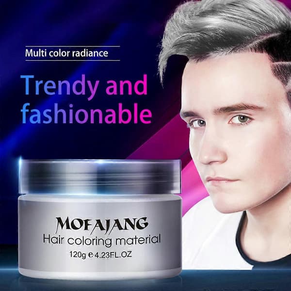 Mofajang 9 farver Unisex hårfarvevoks lermasse stylingcreme DIY-farvning (grå)