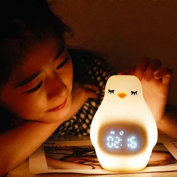 Alarm Clock Night Light Cartoon Penguin Silicone Alarm Clock Lamp