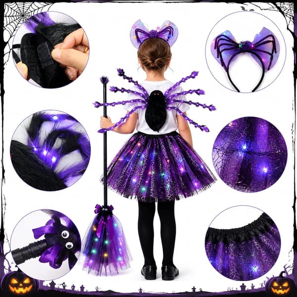 Edderkoppkostyme barn, halloweenkostyme jenter, edderkoppdrakt for barn