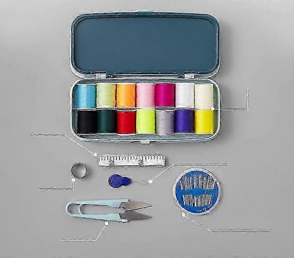 Universal Sewing Box, Sewing Kits, Sewing Thread Spools, All-Purpose Embroidery Thread On Reels And Spools In Plastic Box, Navy Blue
