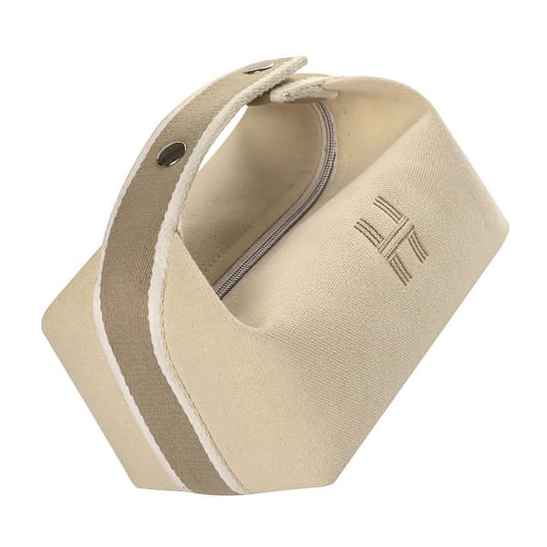 Portable Makeup Waterproof Soft Canvas Large Capacity Cosmetic Bag with Handle for White
