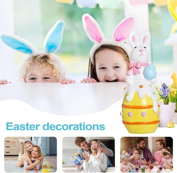 Easter Bunny Rabbit Statue Home Decor for Easter Party Birthday Gift 12x4cm