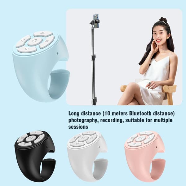Fingertip Wireless Bluetooth Remote Control, Creative Remote Control Scroll Ring, Wireless Camera Remote Shutter, Video Remote Control App Page Turn