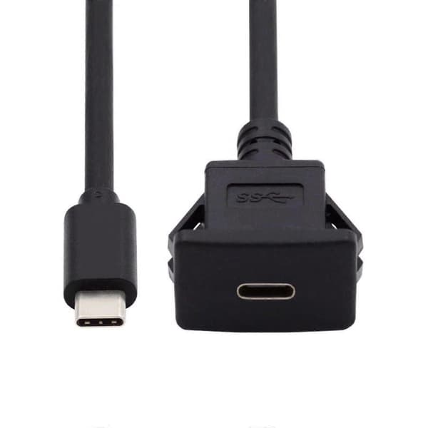 CY Vattentät Dammtät USB-C Typ-C USB 3.1 10 Gbps Förlängning Infälld Billåsmontering Förlängningskabel för Instrumentpanel
