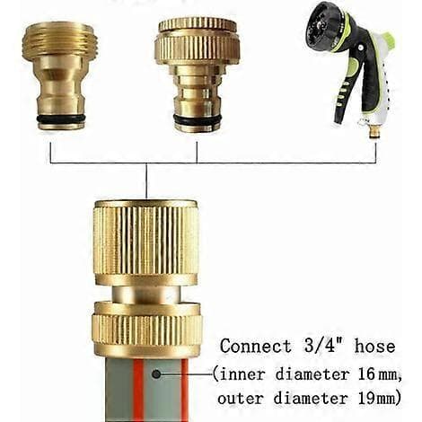 19 mm (3/4\") Trädgårdsslang Snabbkoppling i Mässing för Trädgårdsslang (2-pack)