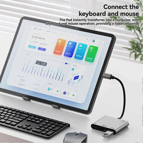 3-i-1 USB C til HDMI-kompatibel adapter med 4K video, USB 3.0 100W PD-lading for MacBook, iPhone, Samsung Galaxy Grey
